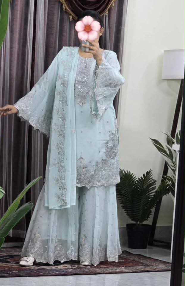 ZenFashions Premium Embroidered Georgette Gararah